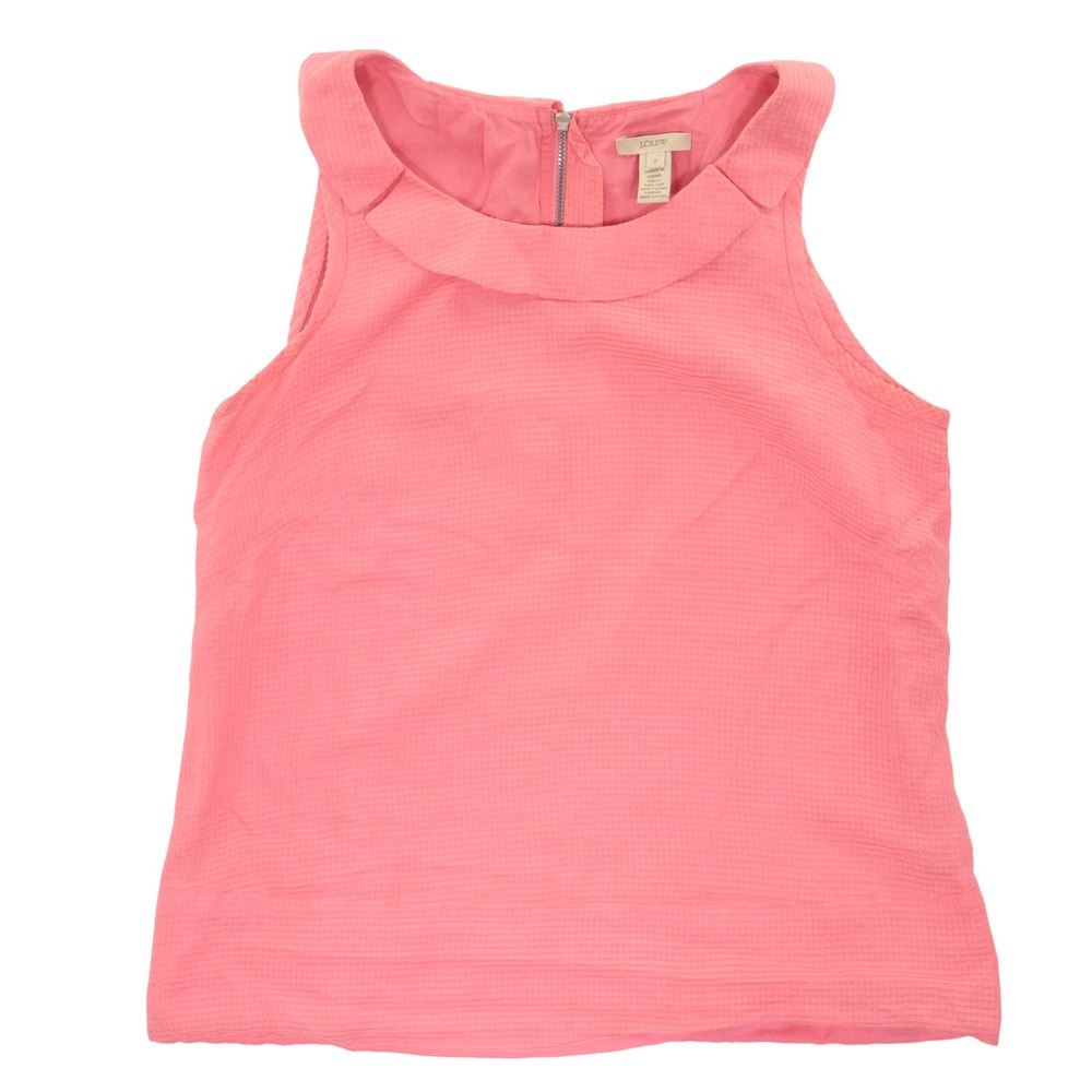 J Crew Sleeveless Top Women 2 Silk Cotton Gauze Peter Pan Collar Pink